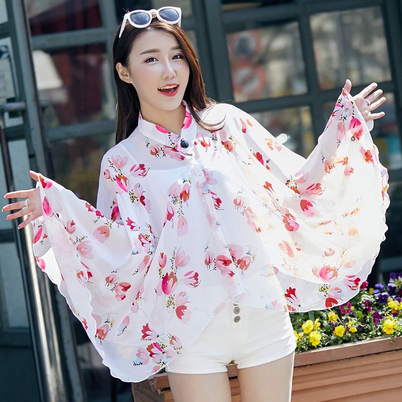 summer new summer chiffon beach scarf women‘s cape shawl women‘s sun protection shawl women‘s cycling driving sun protection clothing