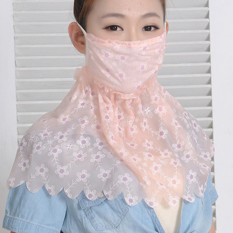 summer neck shawl sunscreen mask women‘s cycling dustproof and breathable cotton thin uv-proof chiffon mask