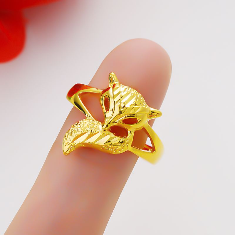 Hong Kong Alluvial Gold Ring Female Versatile Opening Index Finger Ring Ring Female Ins Color Ring Female Jewelry Gift