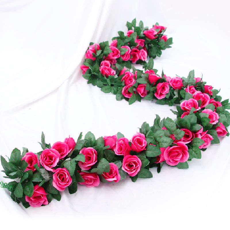 Artificial Rose Vine Fake Flower Rattan Balcony Living Room Decorative Greenery Plastic Vine Wedding Decoration Flower Rattan