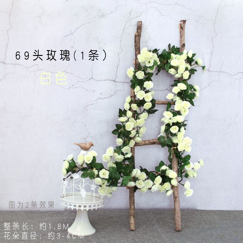 Artificial Rose Vine Fake Flower Rattan Balcony Living Room Decorative Greenery Plastic Vine Wedding Decoration Flower Rattan