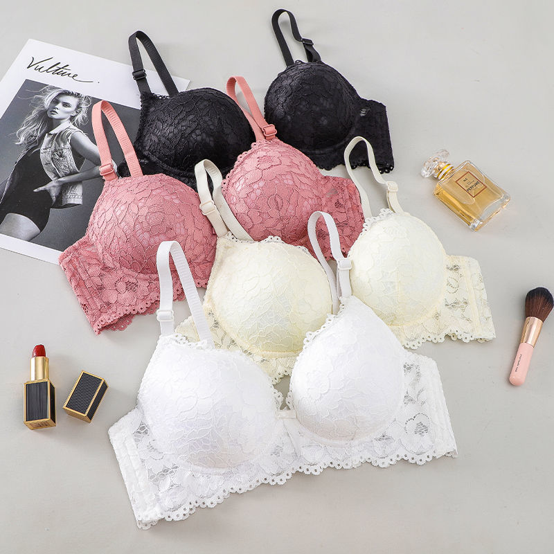 lace girl underwear small chest sexy wireless bra push up high school student bra single piece/suit