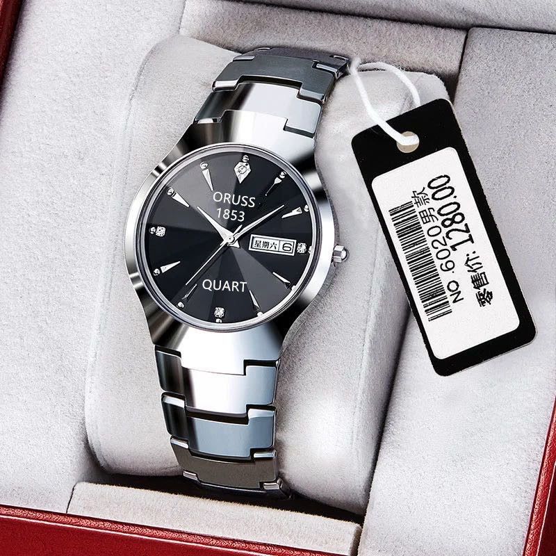 swiss automatic movement watch korean fashion men and women students waterproof luminous couple‘s watch movement thin tungsten steel watch