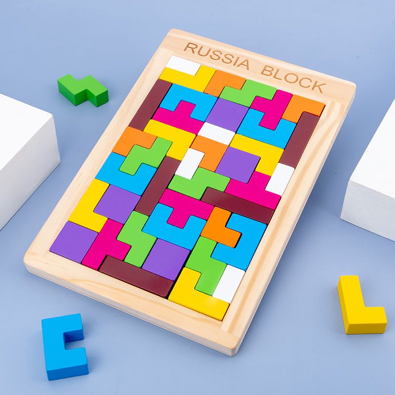 Tetris Puzzle Blocks Wooden Children's Early Education Intelligence Boys' and Girls' Toys Puzzle Jigsaw Puzzle Brain