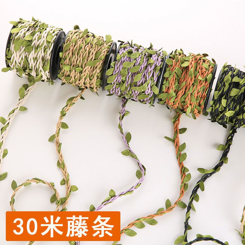 simulation rattan handmade diy gift box green forest hemp rope woven green leaf photo wall decoration rope material