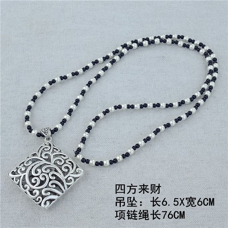 Best-Seller on Douyin Fish Necklace Black Rope Collar Hand-Woven Personality Necklace Vintage Distressed Artistic Clavicle Chain