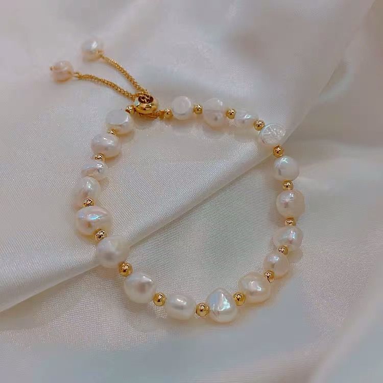 Korean Style Natural Pearl Bracelet Bracelet Ins Student Sweet and Simple Bracelet Girlfriends Messenger Internet Celebrity Bracelet Hot Sale