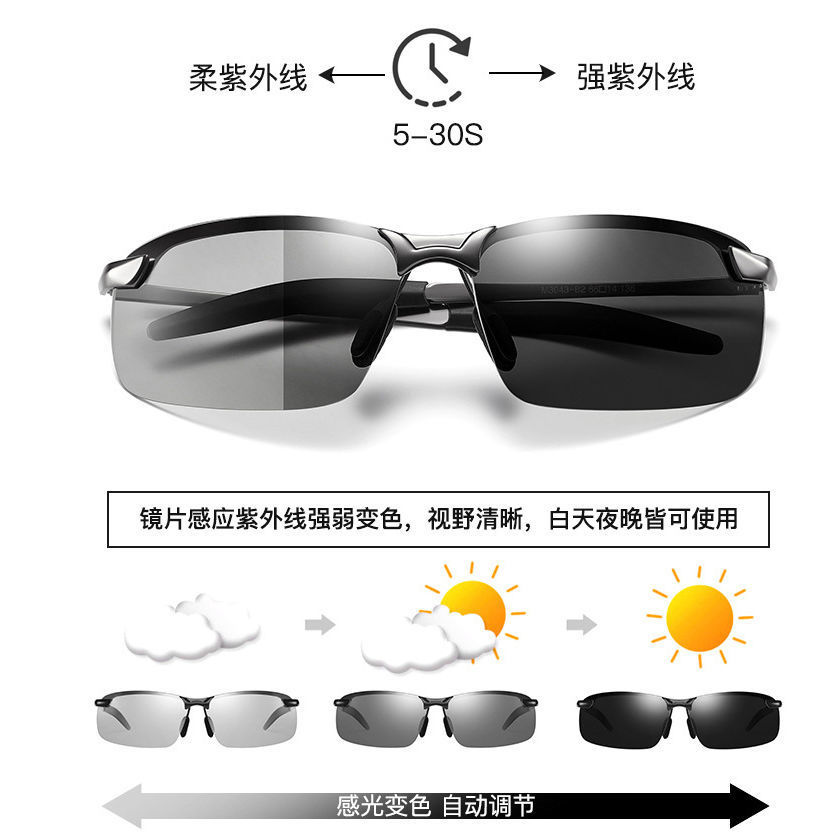Day and Night Sunglasses Men's Polarized Sunglasses Driving Night Vision Driving and Fishing Glasses Korean Fashion Fashion