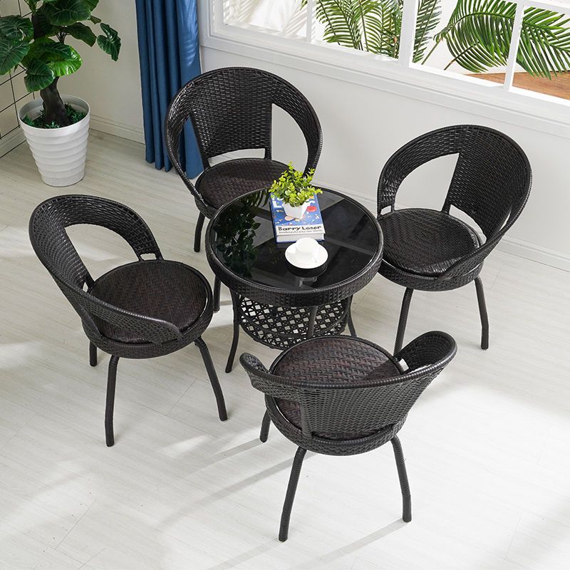 balcony table and chair swivel backrest chair rattan chair three-piece stool backrest internet celebrity bedroom and household outdoor tables and chairs