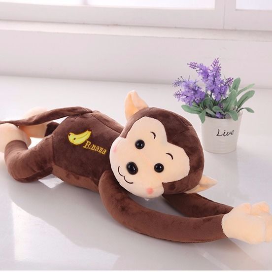 Cute Gibbon Long Tail Monkey Electric Car Baby Head Safety Little Monkey Doll Lying Monkey Doll Hanging Curtain Hanging Monkey