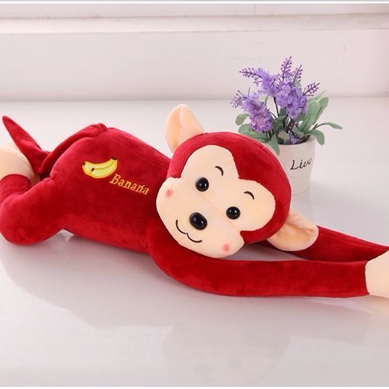 Cute Gibbon Long Tail Monkey Electric Car Baby Head Safety Little Monkey Doll Lying Monkey Doll Hanging Curtain Hanging Monkey