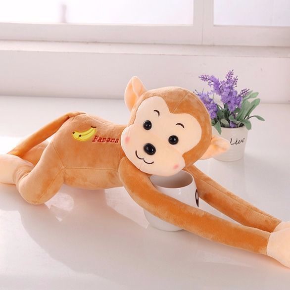 Cute Gibbon Long Tail Monkey Electric Car Baby Head Safety Little Monkey Doll Lying Monkey Doll Hanging Curtain Hanging Monkey