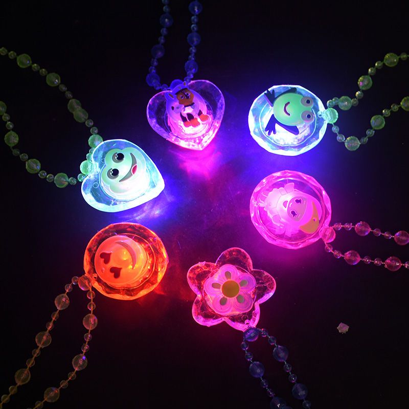 Luminous Toys Children Gift Seven Colors Noctilucent Necklace Cartoon Kindergarten Creative Stall Children Stall Supply Batch