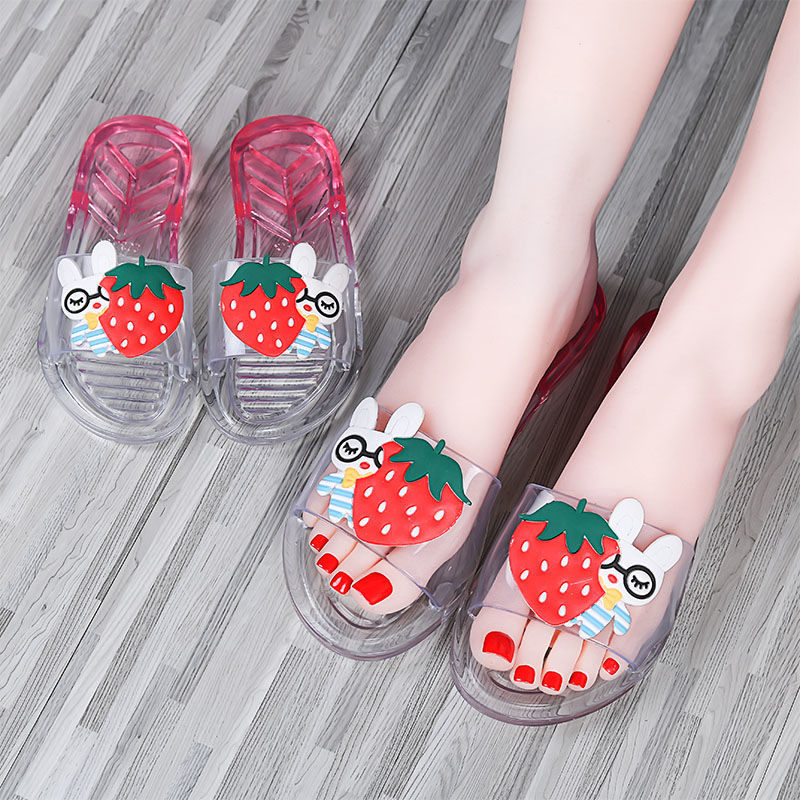 women‘s slippers summer internet celebrity ins fashion outerwear soft bottom girls‘ crystal transparent fruit beach shoes ladies‘ sandals