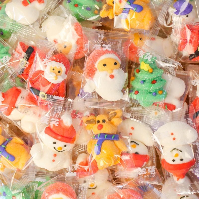 new year festival cartoon christmas cotton candy bulk candy santa claus candy children‘s holiday gifts snack soft candy