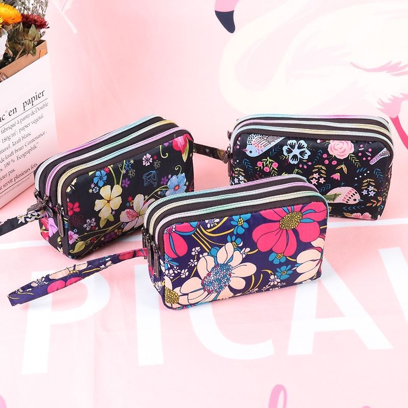 triple zipper mobile phone bag women‘s long wallet key bag large coin purse sports walking clutch 6-inch mobile phone