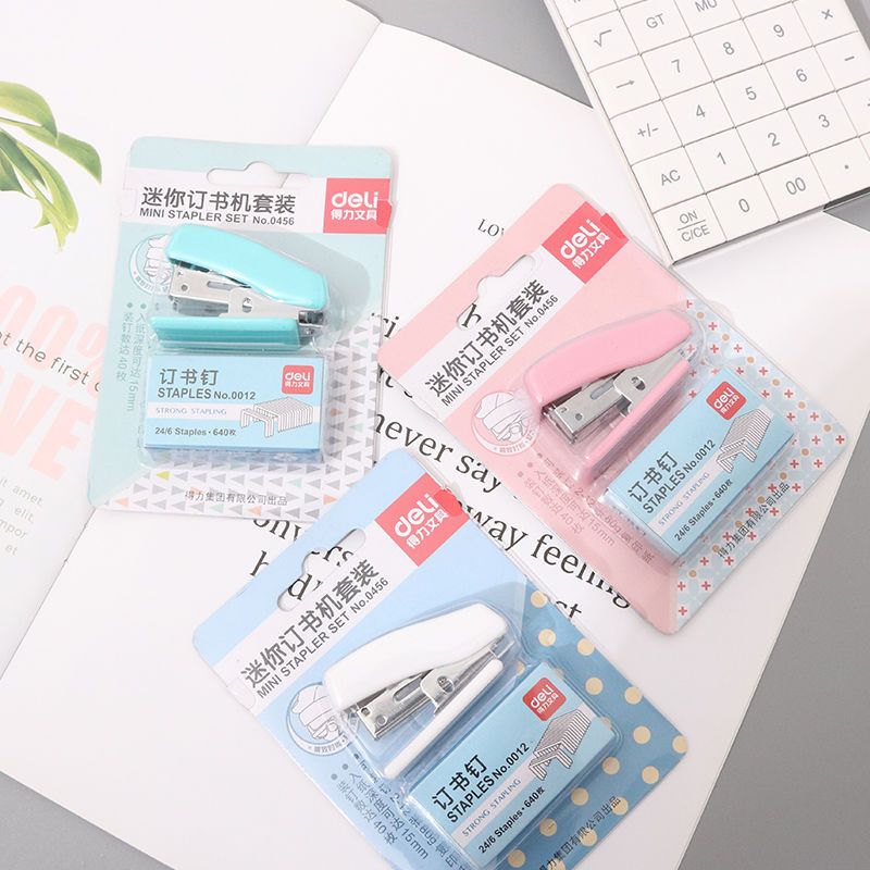 deli small stapler mini stapler small size student cute small fixed book stapler office stapler