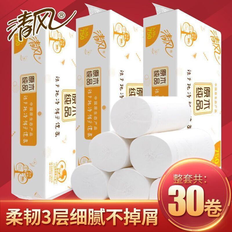 fresh wind coreless roll paper log solid toilet paper wholesale household web 10/30 rolls household toilet paper tissue