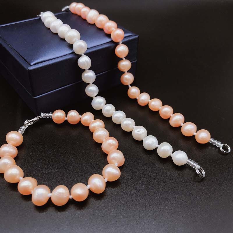Natural Pearl Necklace for Women Brace Lace Bracelet High Quality 100% Real Pearl Necklace Nearly round Beads Holiday Gifts