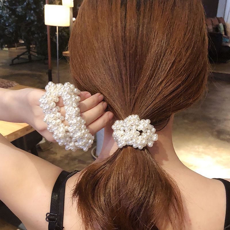 Distant Love Pearl Crystal Hair Tie Korean Style Headdress Women's Net Red Hair Ring Rubber Band Tie-up Hair Accessories T698