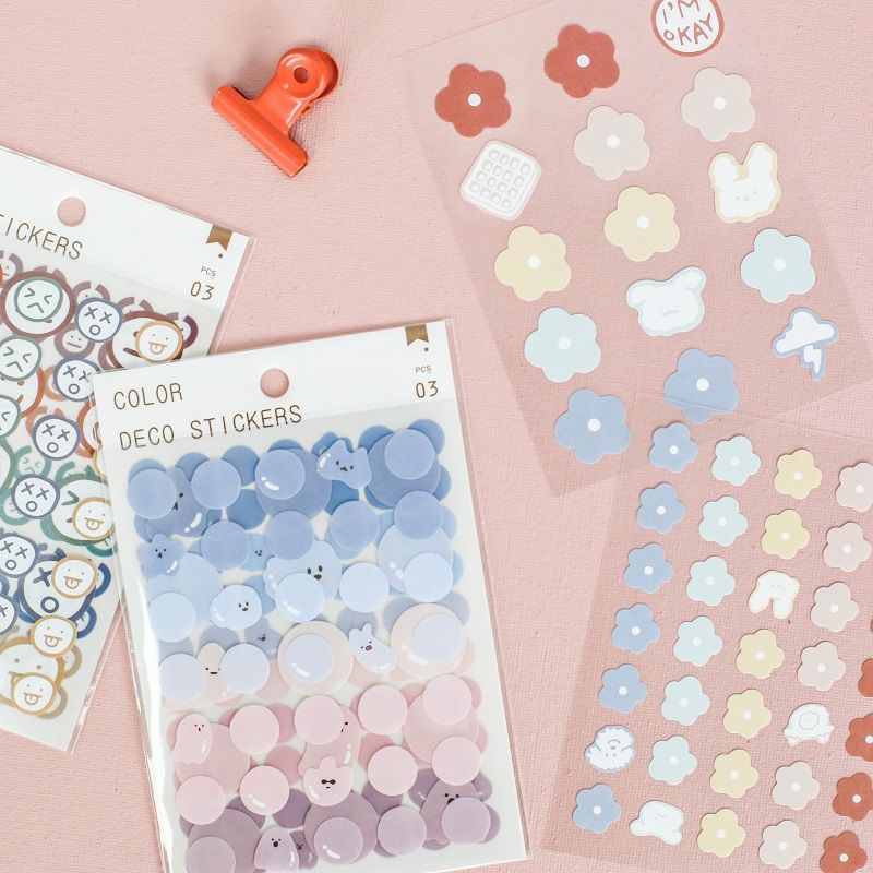 salt style fresh summer pet hand ledger sticker cute expression diy mobile phone decoration transparent stickers waterproof