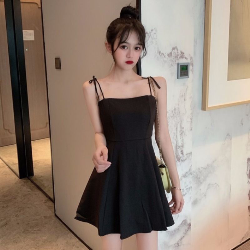 small size dress female summer new korean style solid color inner wear suspender skirt waist-tight slim looking base short skirt