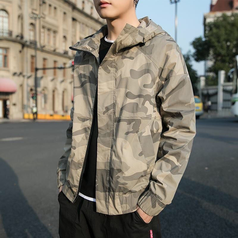 men‘s coat 2024 new autumn and winter trends velvet hoodie casual youth camouflage jacket men‘s spring and autumn