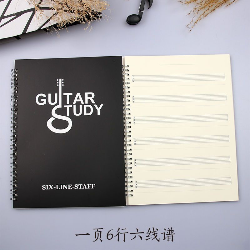 A4 Coil Guitar Six-Line Spectrum Book with Chord Chart Blank Six-Line Spectrum Book Bass Four-Line Spectrum Book Ukulele