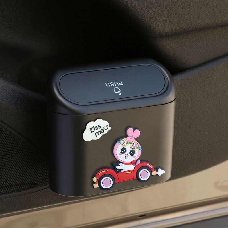 Car Trash Can Door Hanging Barrel Cartoon Multifunctional Front Row Storage Car Storage Containers Creative Utensils