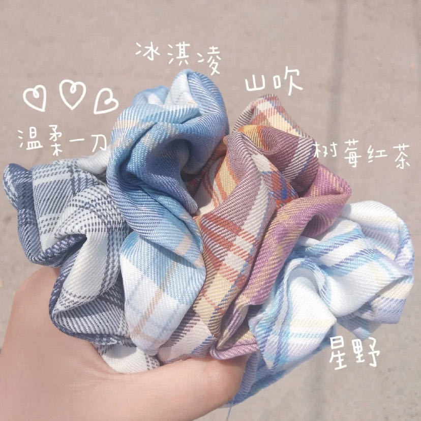 jk plaid large intestine hair band brandy hair rope bm internet celebrity pork intestine head rope ins korean style cute sister hair accessories