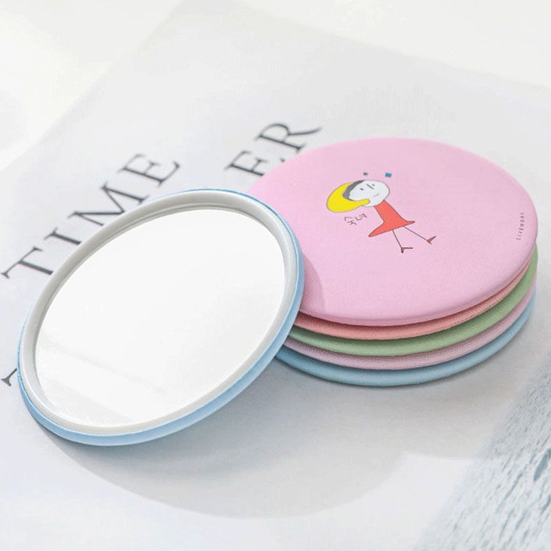 makeup mirror portable cartoon small circular mirror portable packaging mirror female student dormitory classroom travel makeup mirror