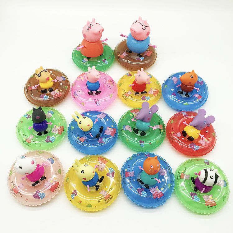Water Toy Vinyl Squeezing Toy Small Pink Pig Small Yellow Duck Inflatable-Free Mini Swim Ring Cute Cartoon Bubble Ring