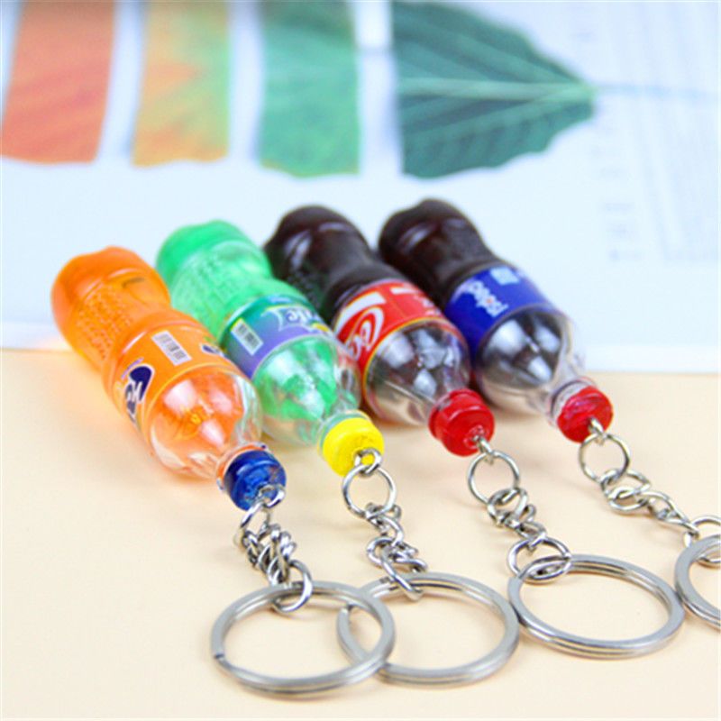 Creative New Simulation Beverage Bottle Cola Sprite Cans Mineral Water Bottle Beer Bottle Keychain Holiday Gift