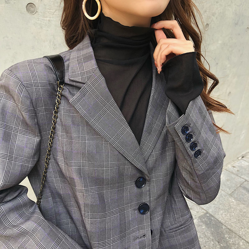 2020 Autumn New Korean Mesh Bottoming Shirt Women's Half Turtleneck Retro See-through Skin-Friendly Wooden Ear Inner Wear Blouse