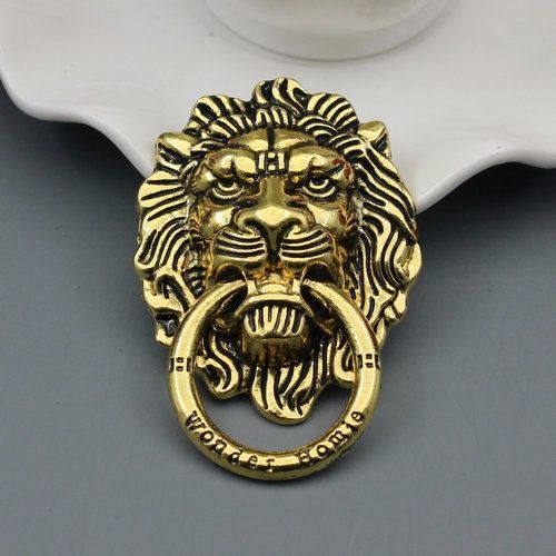 Retro Lion's Head Mobile Phone Bracket Metal Ring Buckle Personality Aluminum Alloy Fashion Ring Buckle Bracket Drop-Resistant Men