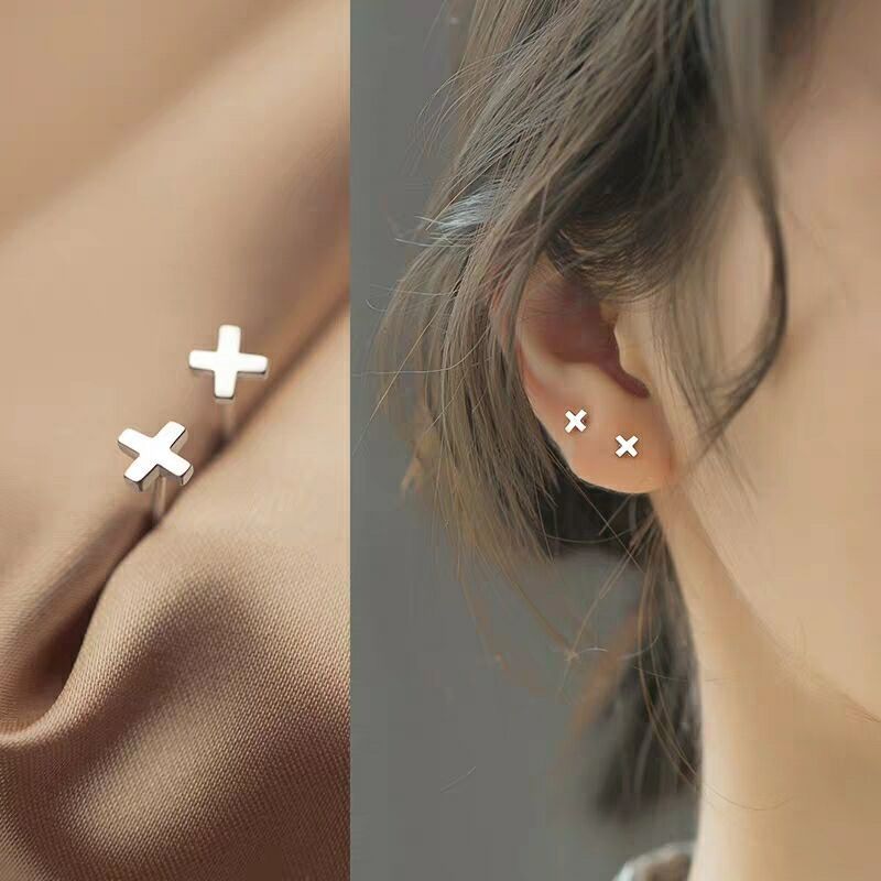 ear piercing fashion simple cross stud earrings female elegant small versatile student korean style earrings earrings 2023 new