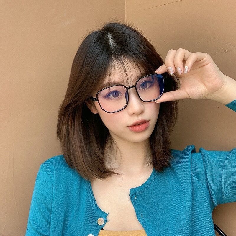 Large Frame Myopic Anti Blue-Ray Glasses Smart Photosensitive Color Changing Black Tea Sunglasses Male Student Female Korean Style to Make Big Face Thin-Looked