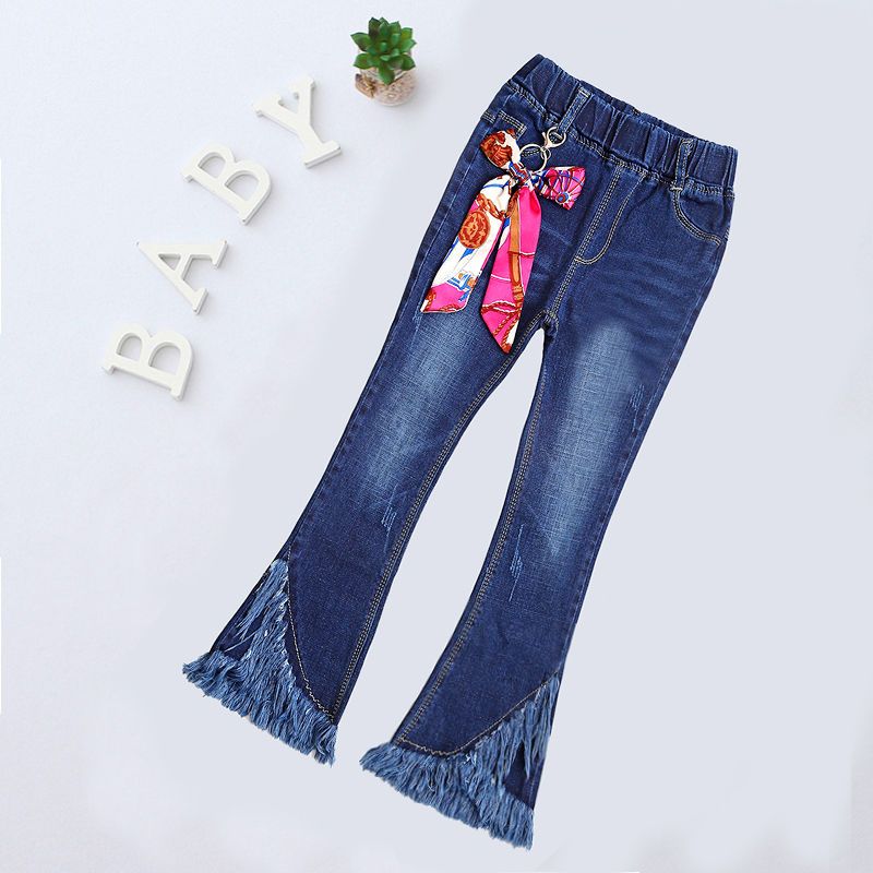 Children's Clothing Girls' Denim Trousers 2024 Spring and Autumn New Medium and Big Children's Funky Casual Fred Jeans