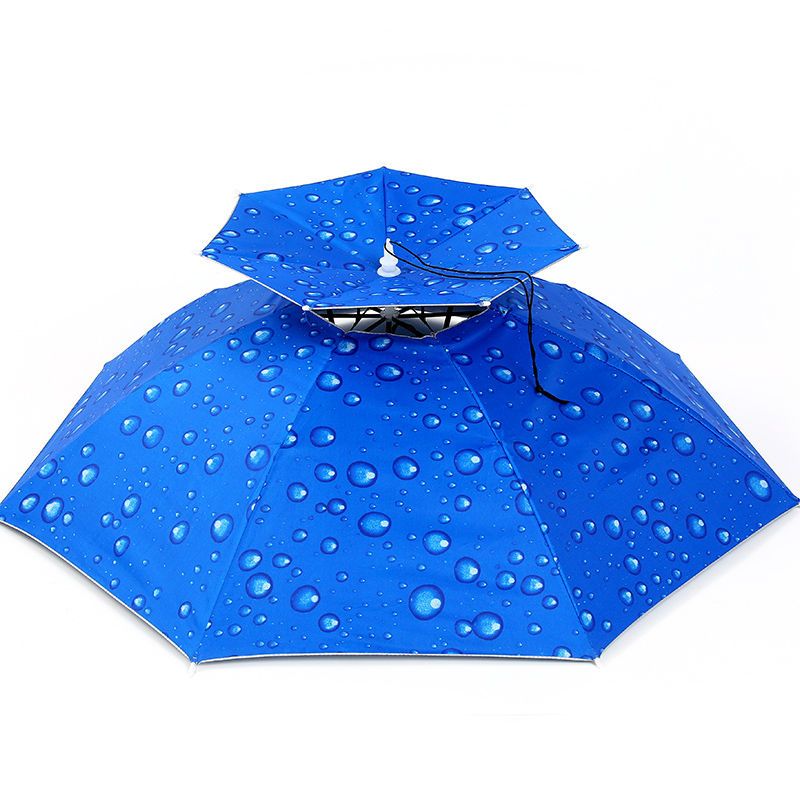 Black Rubber Windproof Rain-Proof Fishing Umbrella Cap Head-Mounted Umbrella Sun Protection Folding Overhead Umbrella Cap Outdoor Sun Protection Fishing