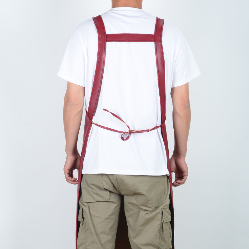 New plus-Sized Thickened Apron Waterproof Women's Coffee Shop Work Men's Kitchen Oil-Proof Wide Strap Pocket Leather Apron