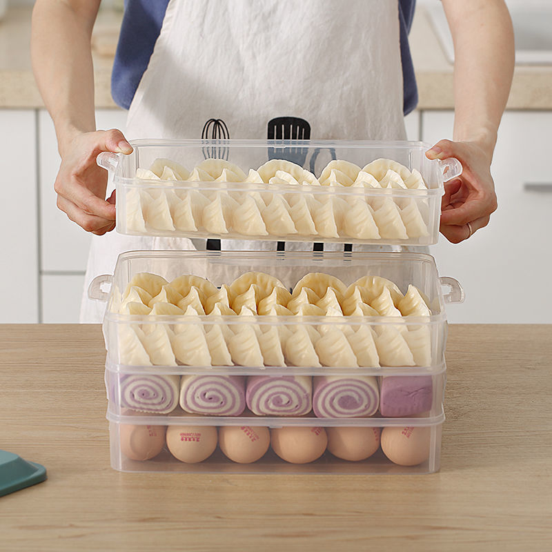Refrigerator Frozen Dumpling Box Storage Box Crisper Egg Storage Box Multi-Layer Wonton Copy Box Bowl Cake Tray Send Egg Carton