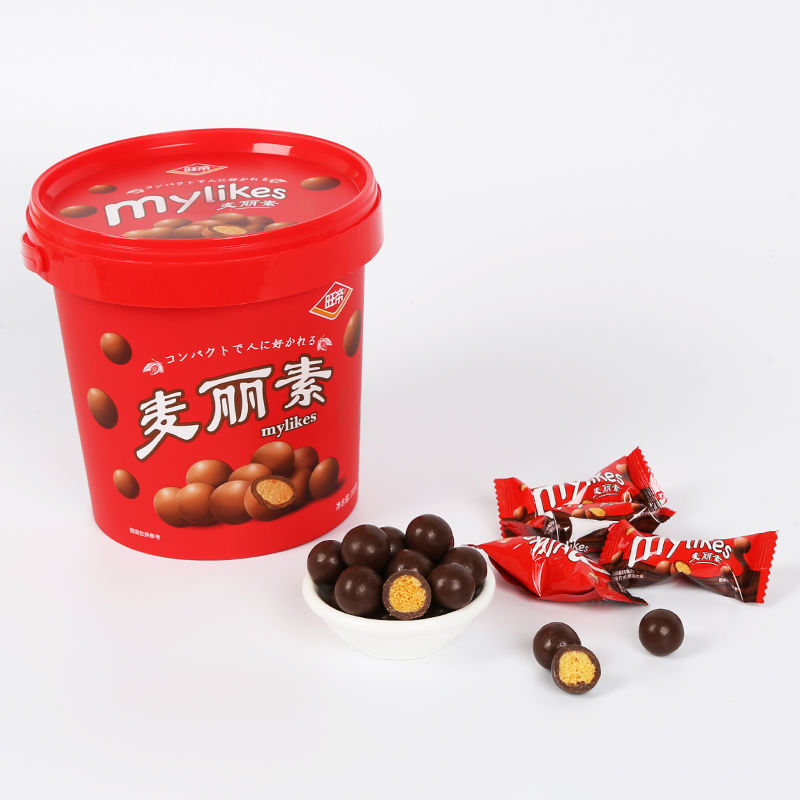 视点空间食品专营店 旺帝麦丽素桶装168g黑巧克力夹心麦芽脆球零食