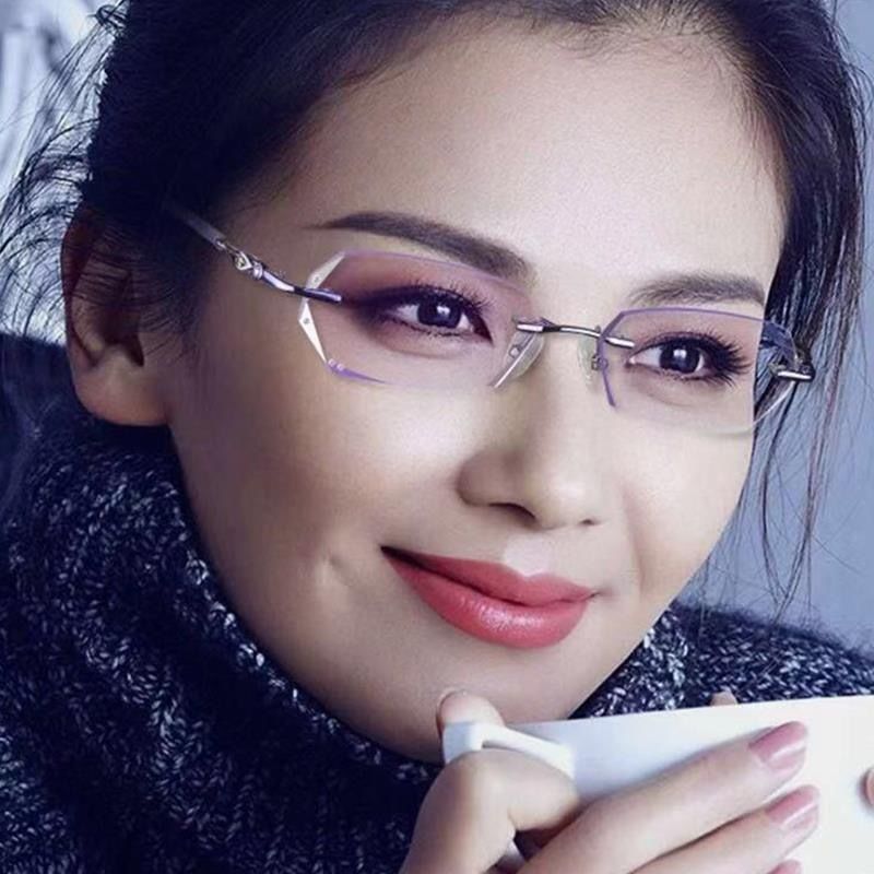 2022 new simple cut border blue light finished reading glasses men and women trendy same style cut edge business presbyopic glasses