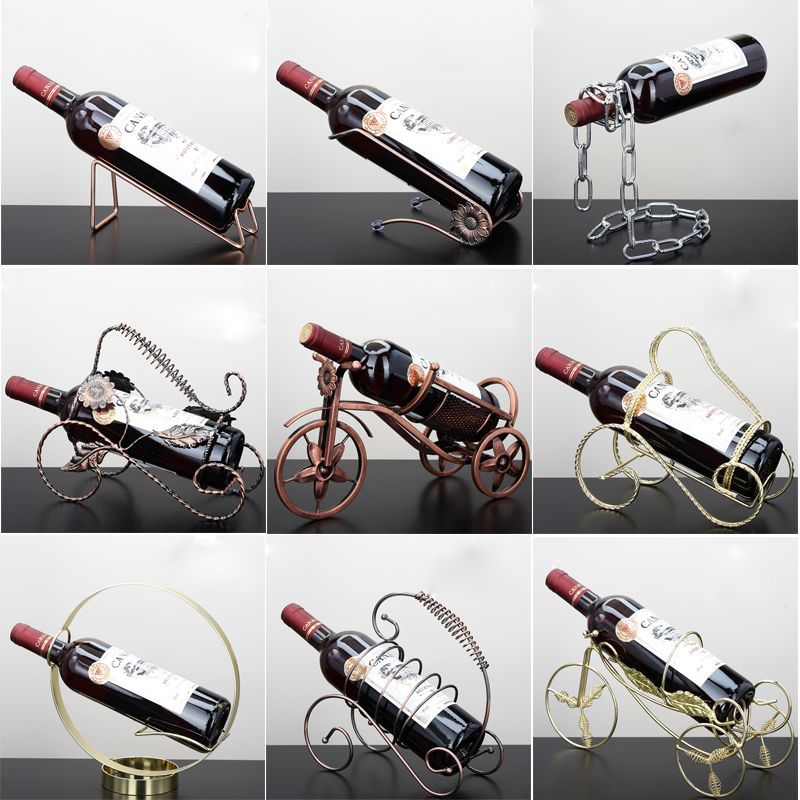 iron european-style creative wine rack decoration modern simple wine bottle bracket wine cabinet decoration model room decoration