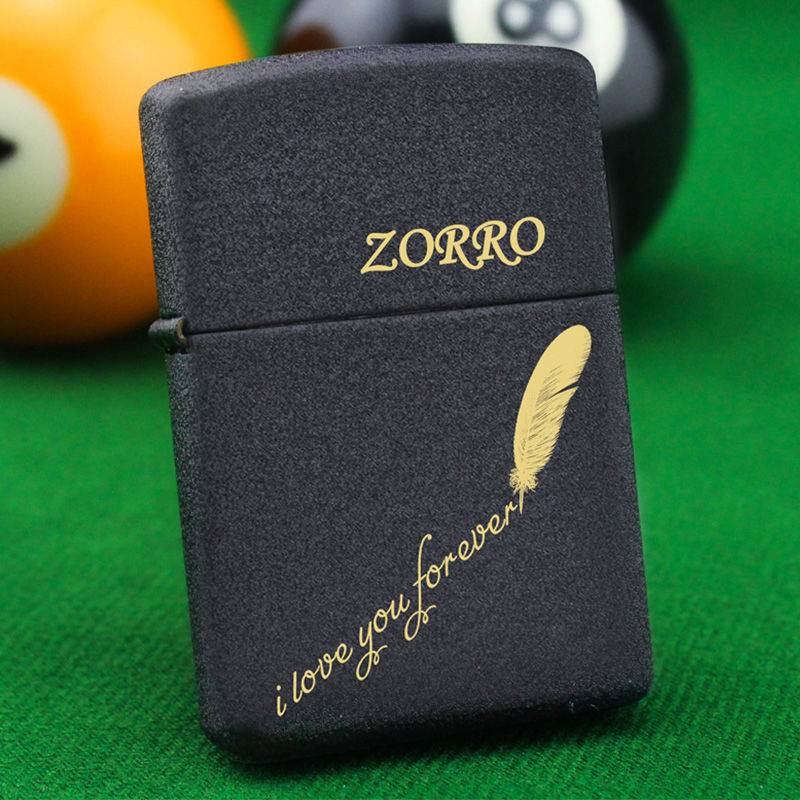 zorro black frosted kerosene lighter grinding wheel flint old brass windproof custom men‘s gift