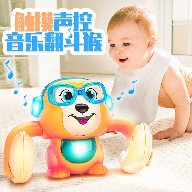 children‘s electric voice-controlled tumbling monkey toy early education light music tumbling monkey educational toy baby crawling