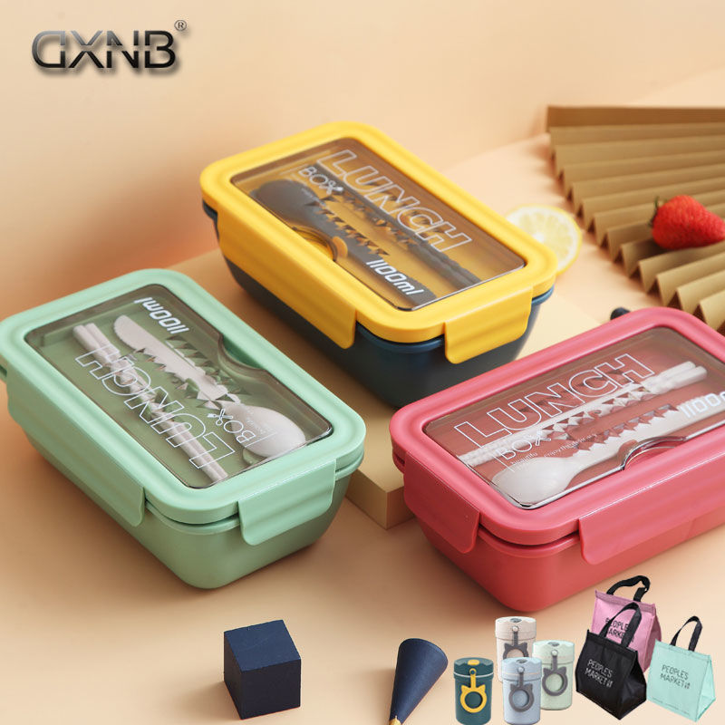 sealed insulated lunch box student female ins microwave bento box compartment with tableware office worker adult lunch box