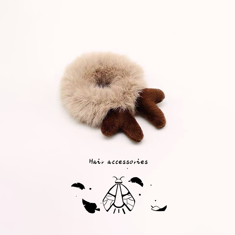 small antlers headdress hair ring hair band plush fairy furry japanese cute internet celebrity small jewelry rubber band female hair-binding