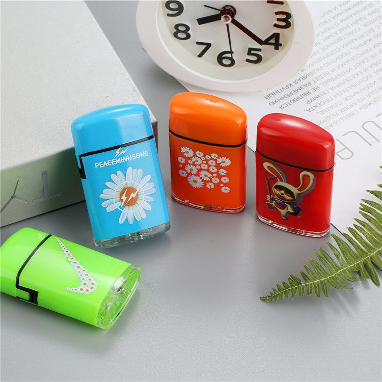 New Trend Internet Celebrity Blue Flame Direct Punching Windproof Inflatable Electronic Lighter Outdoor Cigar Fashion Flip Cigarette Lighter