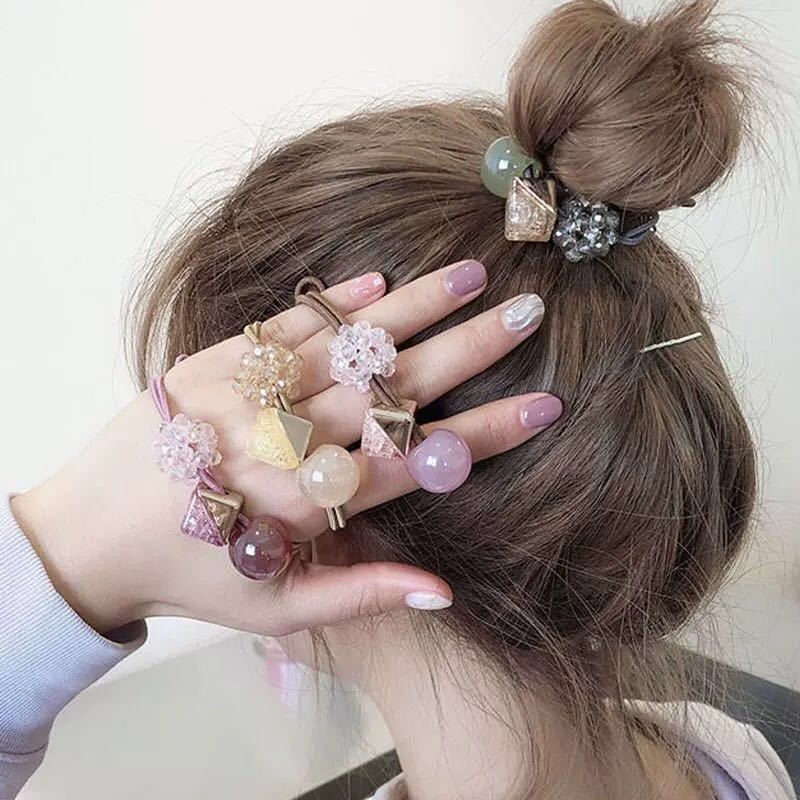 dongdaemun headband female rubber band hair rope bun south korea ponytail leather band girl hair ring headdress internet celebrity